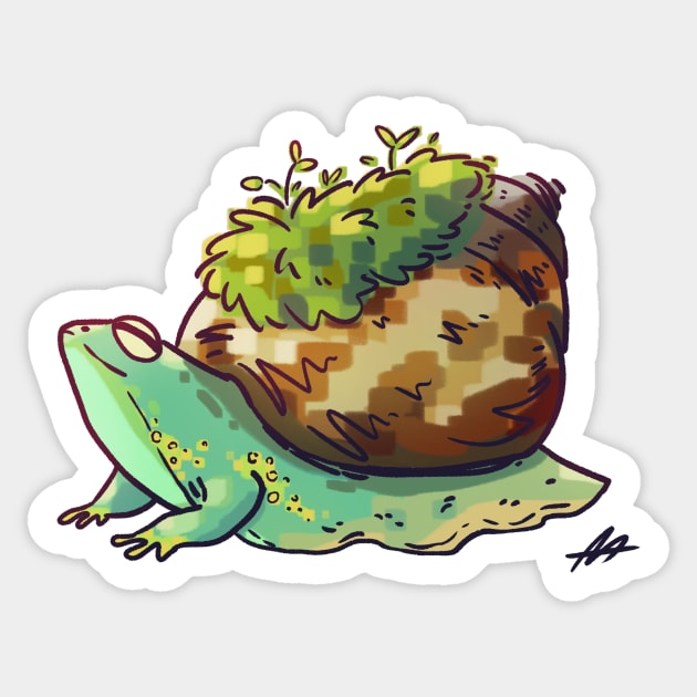 Snail Frog Sticker by Rumpled Crow